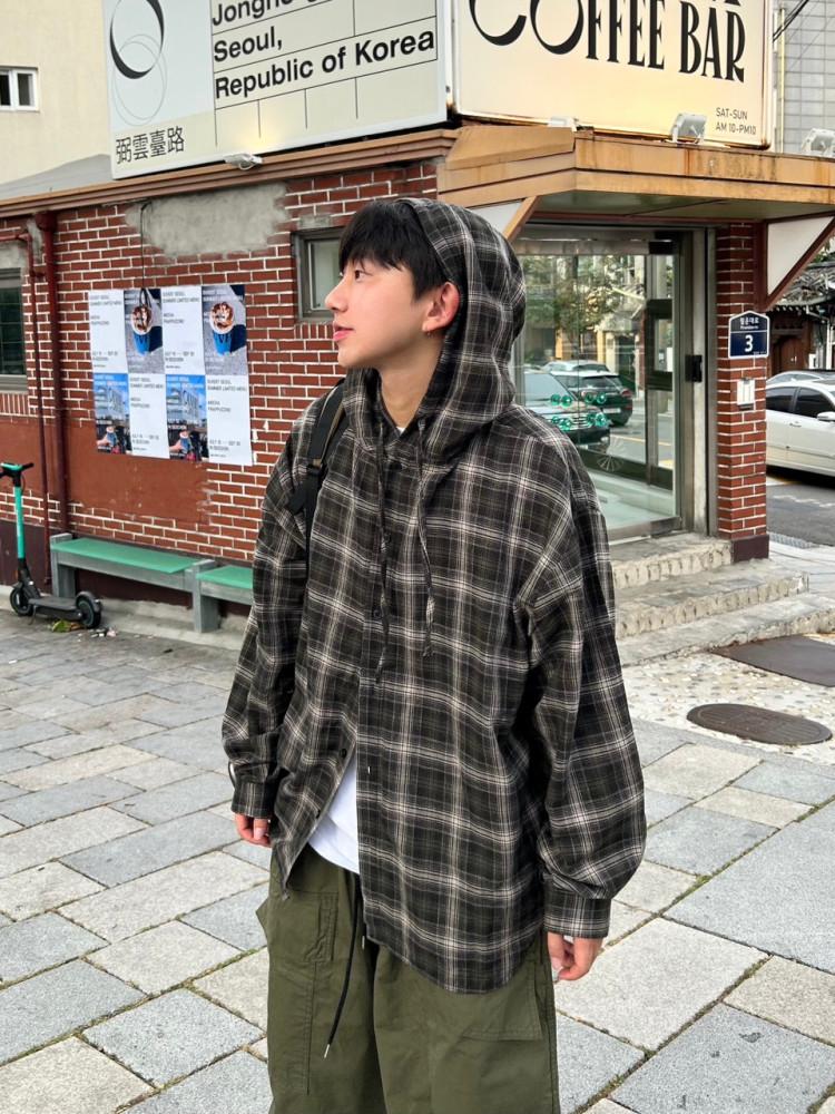 레트로 밀리 체크 후드셔츠 2C