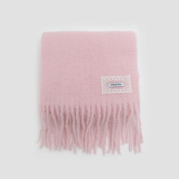 로라로라 LACE LABEL HAIRY MUFFLER PINK