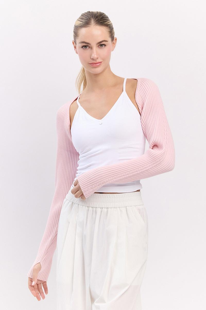 SC232  TWO-TONE BOLERO KNIT PINK