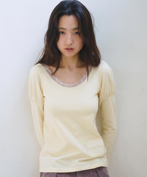 Daisy Lace Puff Longsleeve, Yellow