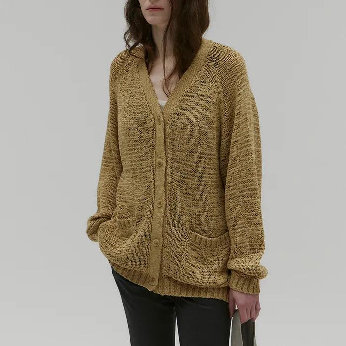 TAPE YARN LOOSE-FIT CARDIGAN [BEIGE]