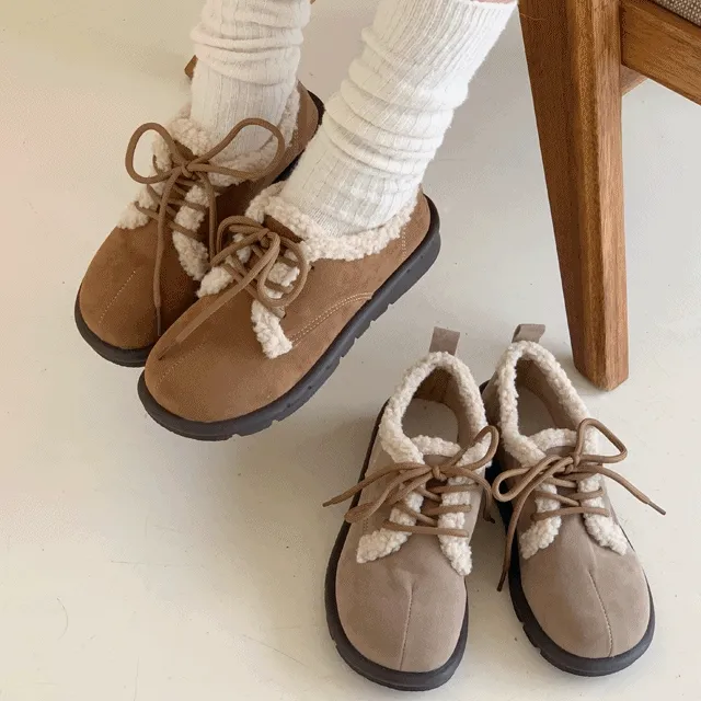 [오늘출발 신상 10%추가할인] 리썸 뽀글이 퍼 안감 통굽 로퍼단화 3cm