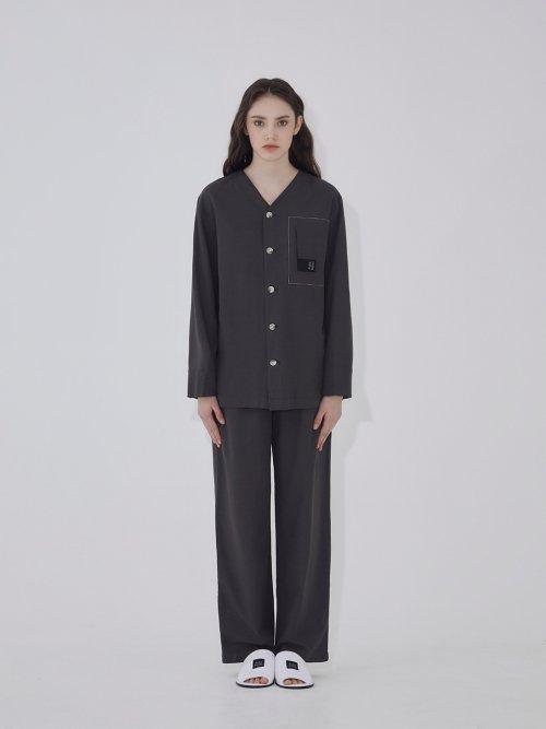 AUBE BLANCHE PAJAMA LONG PANTS_CHARCOAL