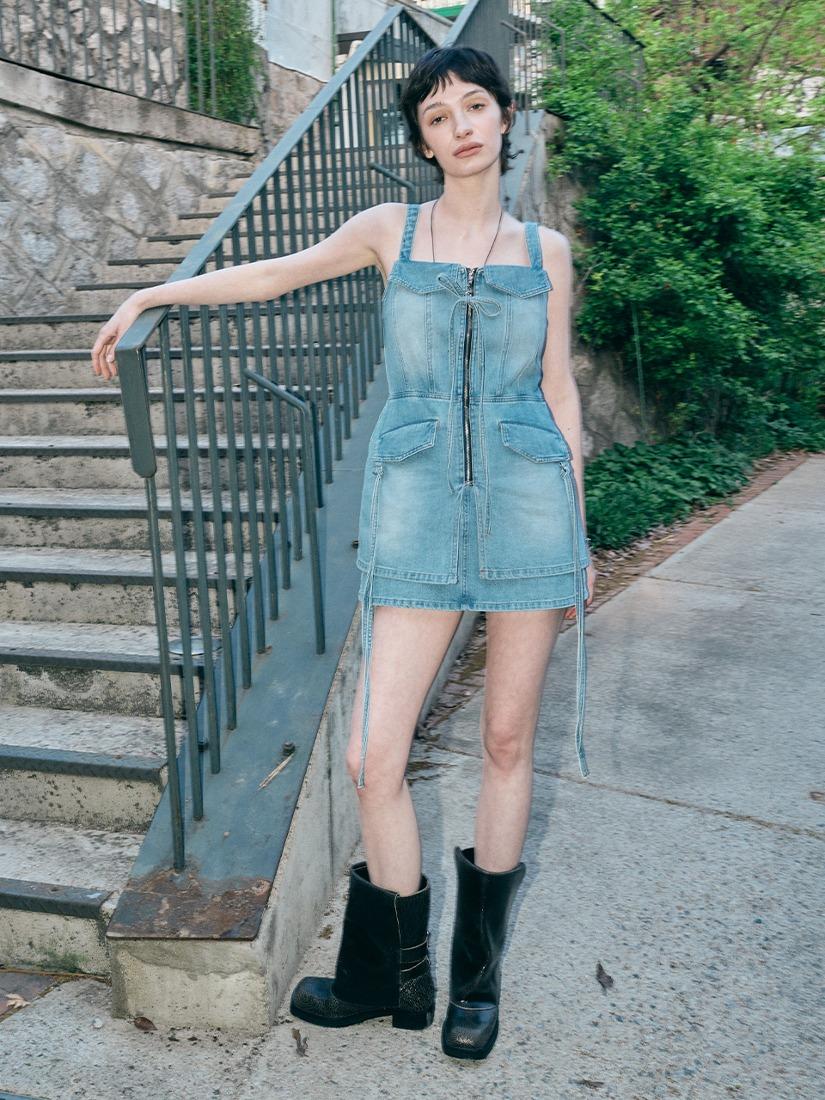 더블 디링 미니 원피스_라이트블루