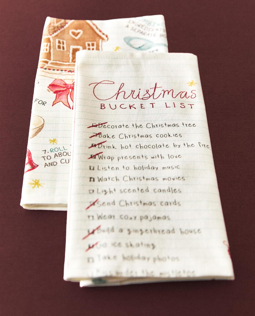 크리스마스 리스트 코튼 행주 세트(2개입)