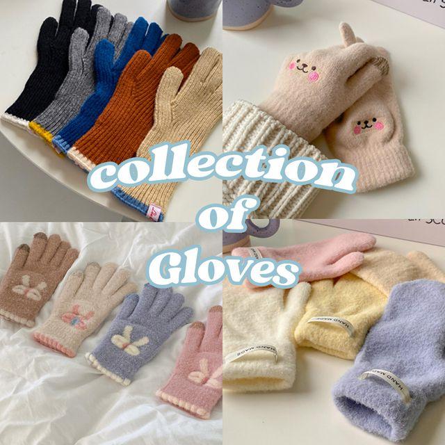 [장갑모음] 스마트폰 터치 가능한 귀여운 데일리 장갑 모음전 (눈꽃/스마일/핸드메이드/리본/벙어리/부클/파스텔/배색/골지/앙고라/손가락/롱장갑)