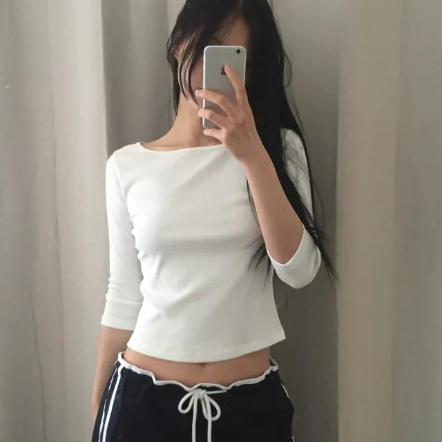 보트넥 7부 티셔츠