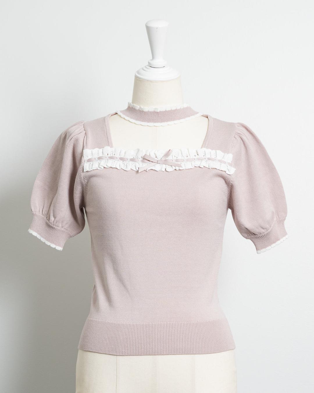 コットンフリルチョーカーニット