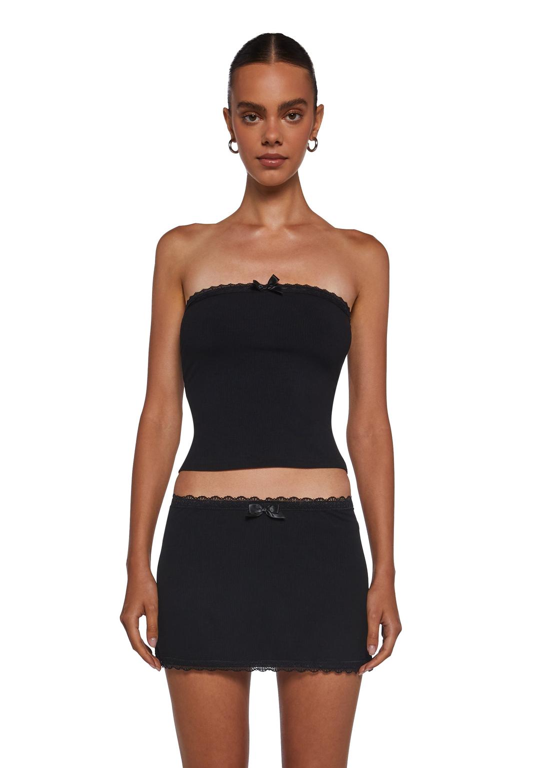 Lipstick Journals Skirt Set - BLACK / XX-Small