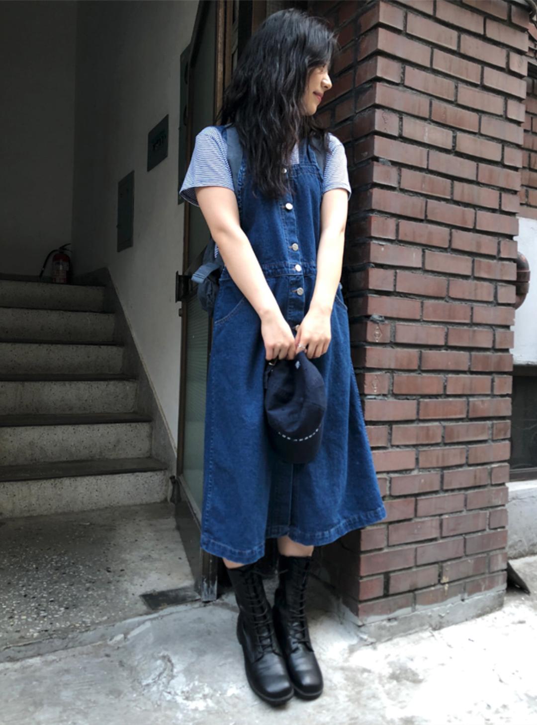 Overall denim dress, blue
