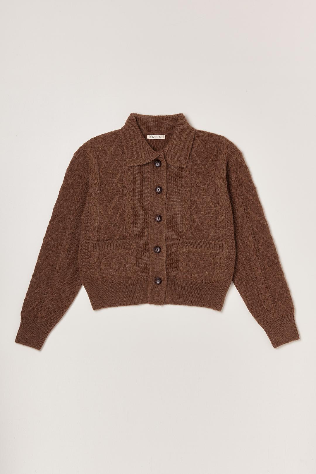 Scotland Wool Collar Cardigan (brown)