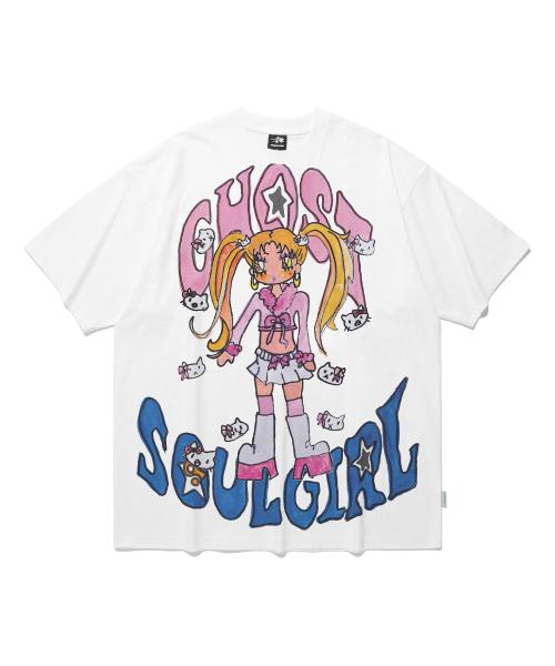 [X SOULPUSSSYCAT]고스트소울걸 갸루 빅 빅 티셔츠_화이트(NG2EMUT501C)