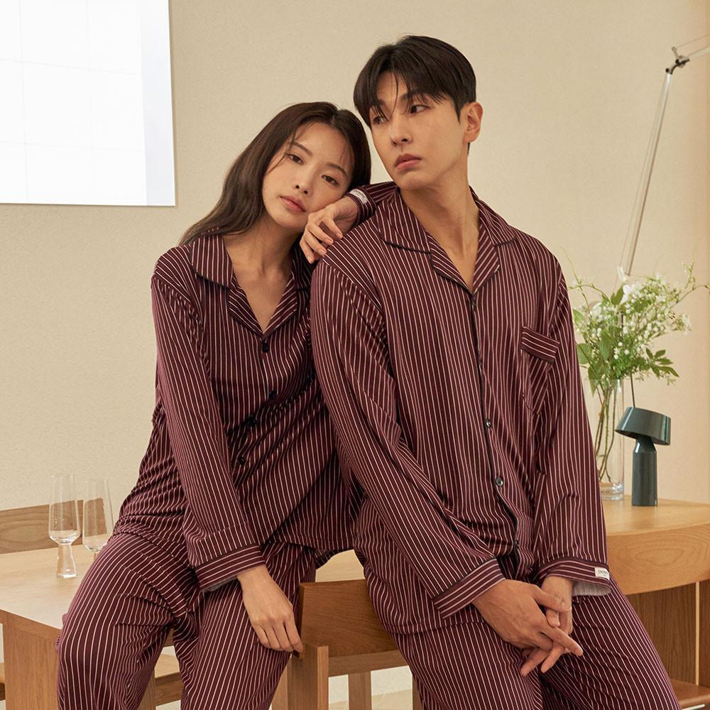 도씨 커플잠옷세트 파자마 홈웨어 피치기모 소프킨 싱글라인 긴팔