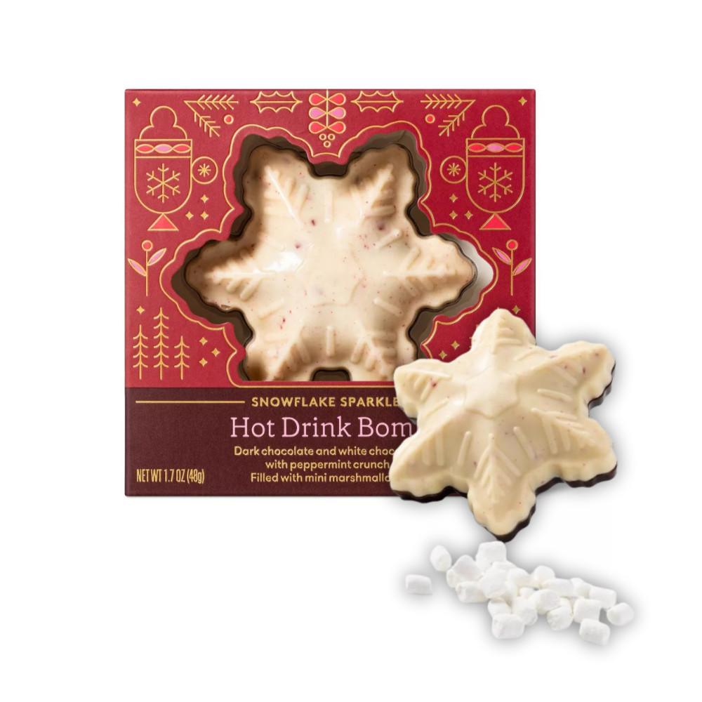 크리스마스 눈송이 모양 다크 화이트 초콜릿 페퍼민트 크런치 핫 코코아밤 48g [원산지:상세설명에 표시]