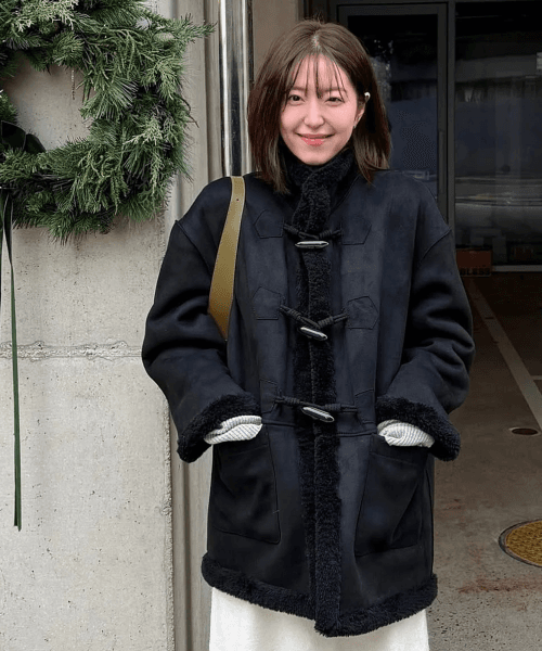 리버시블 무스탕 더플 코트 [BLACK] / WBE4L10522