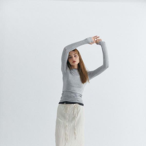 LAYERED WRINKLE SKIRT, BEIGE