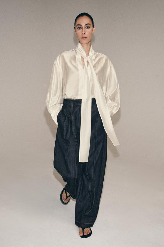 ZW 컬렉션 새틴 리본 셔츠