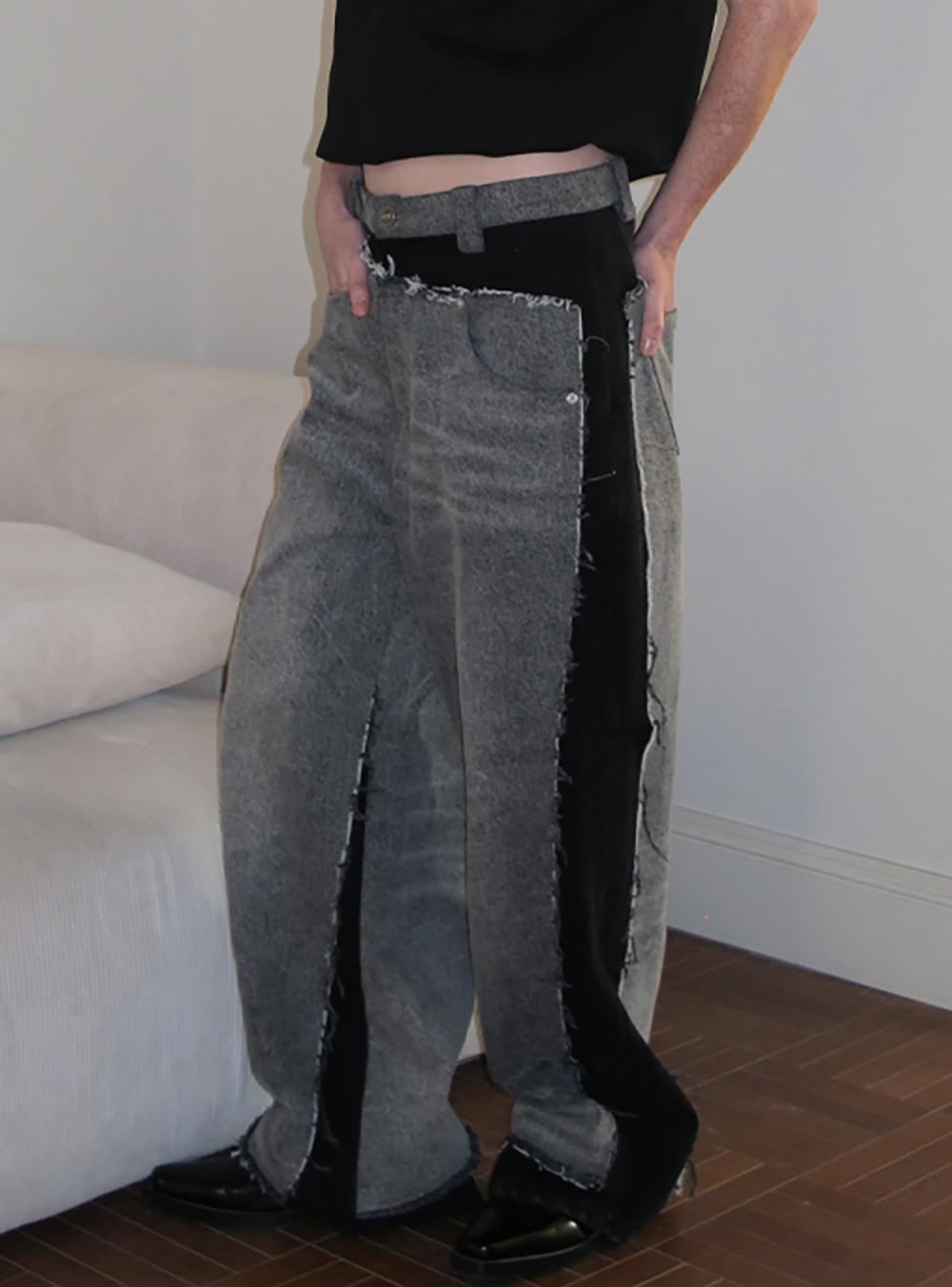 [ANTERIOR LOVED×CasseSango] Washed Denim Patchwork Pants