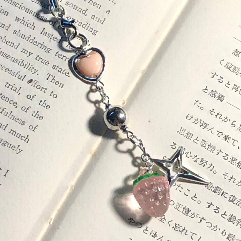 [야채 과일 스트랩 키링] 딸기 비즈 라이트 핸드폰줄 자동차키링 마을엔