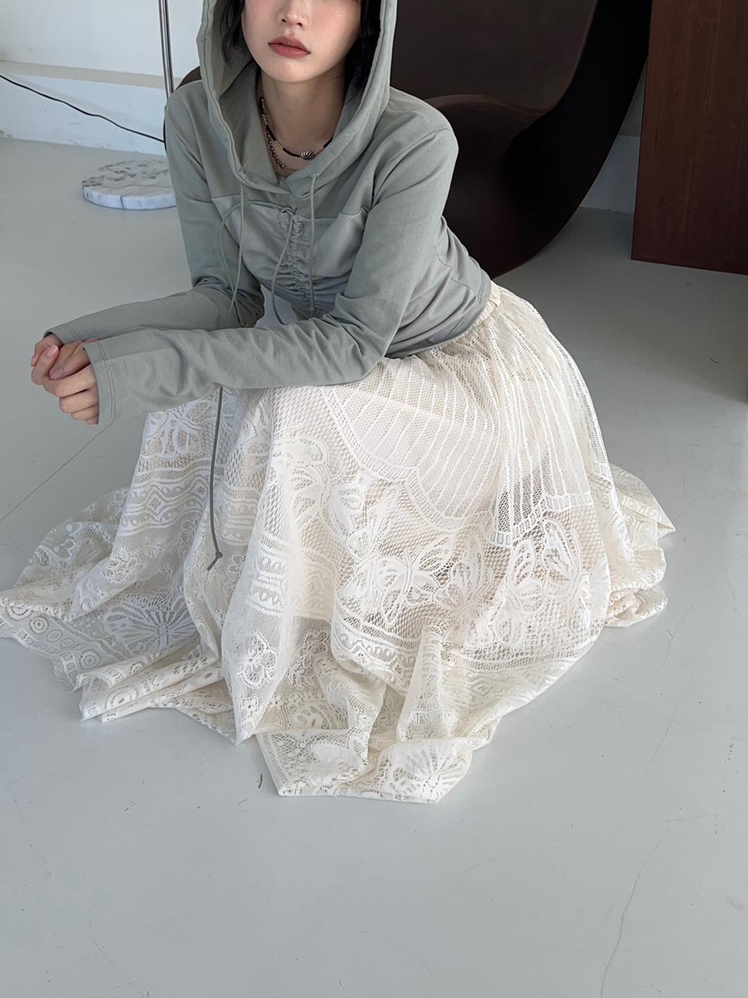butterfly lace long skirt (2color)