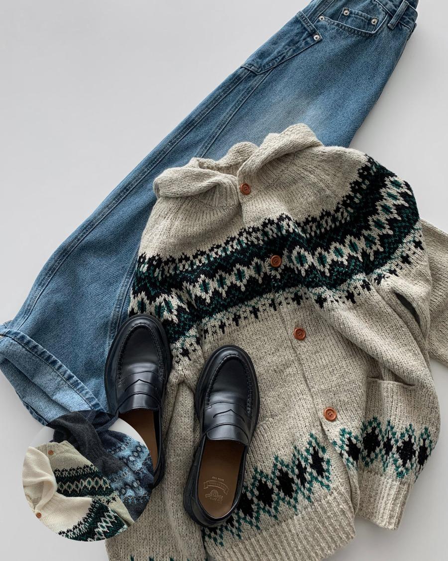 아이슬라드 노르딕 후디드 가디건