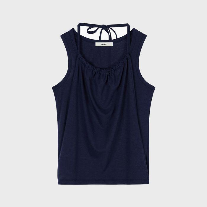 DEINET HALTER LAYERED TOP IN NAVY