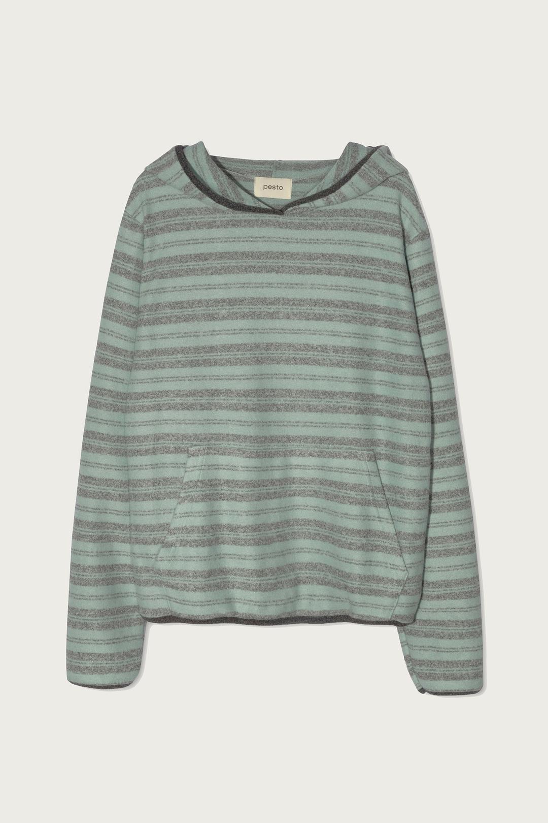 STRIPE SWEAT HOODED TOP TEA