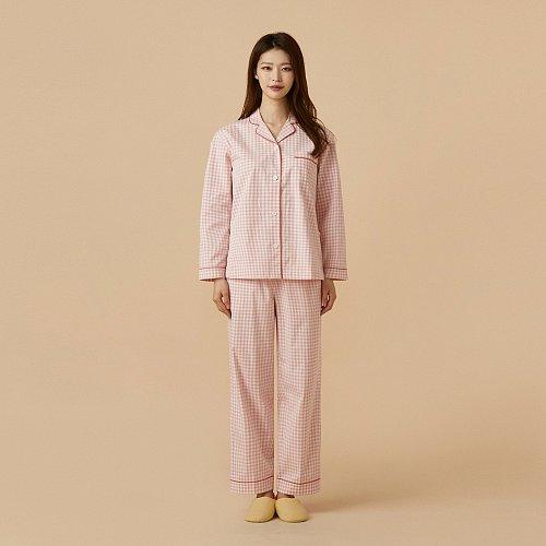여 BETTER 코튼 스트레치 파자마상하세트_라이트 핑크