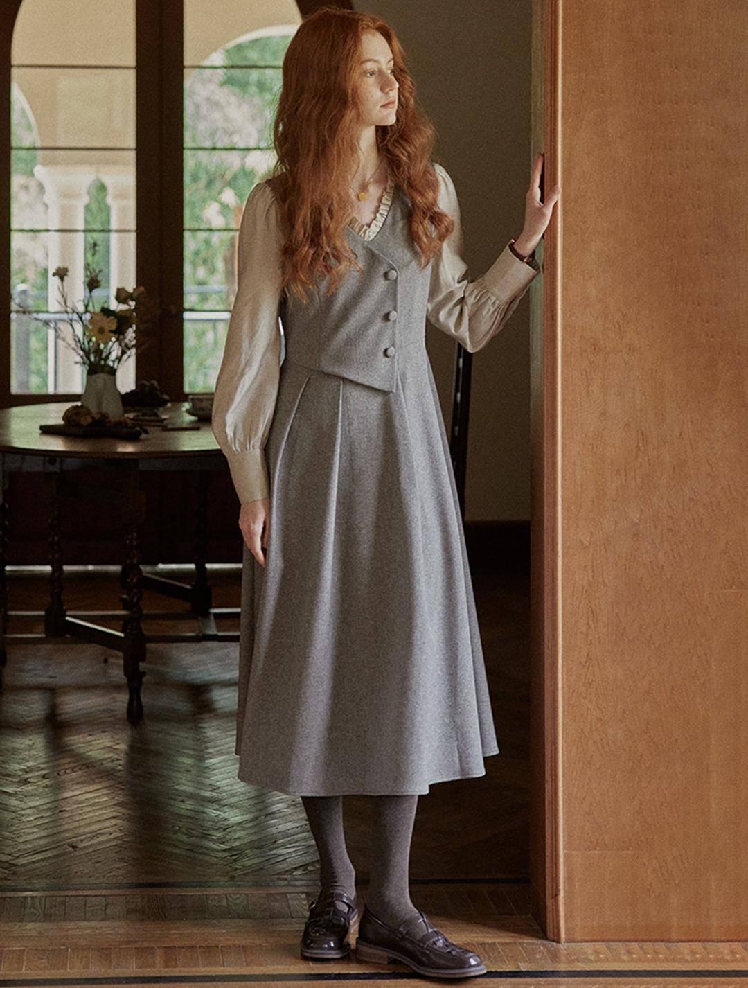 PM_Gentle fake two-piece dress