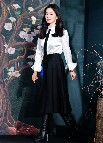 [드라마 제작발표회 송혜교 착용] 실크 플리츠 스커트