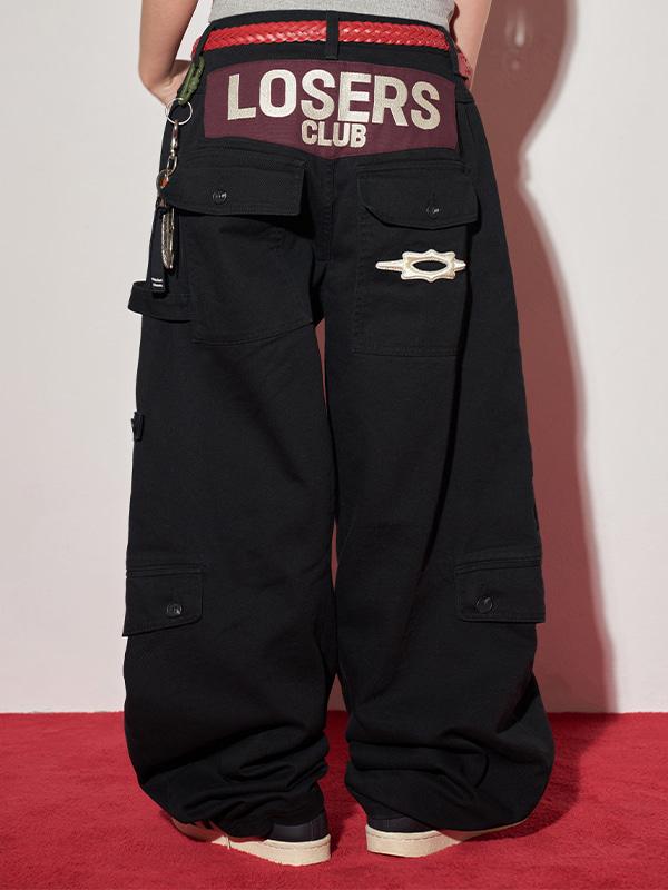 LSC MULTI CARGO POCKET WIDE COTTON PANT (BLACK)