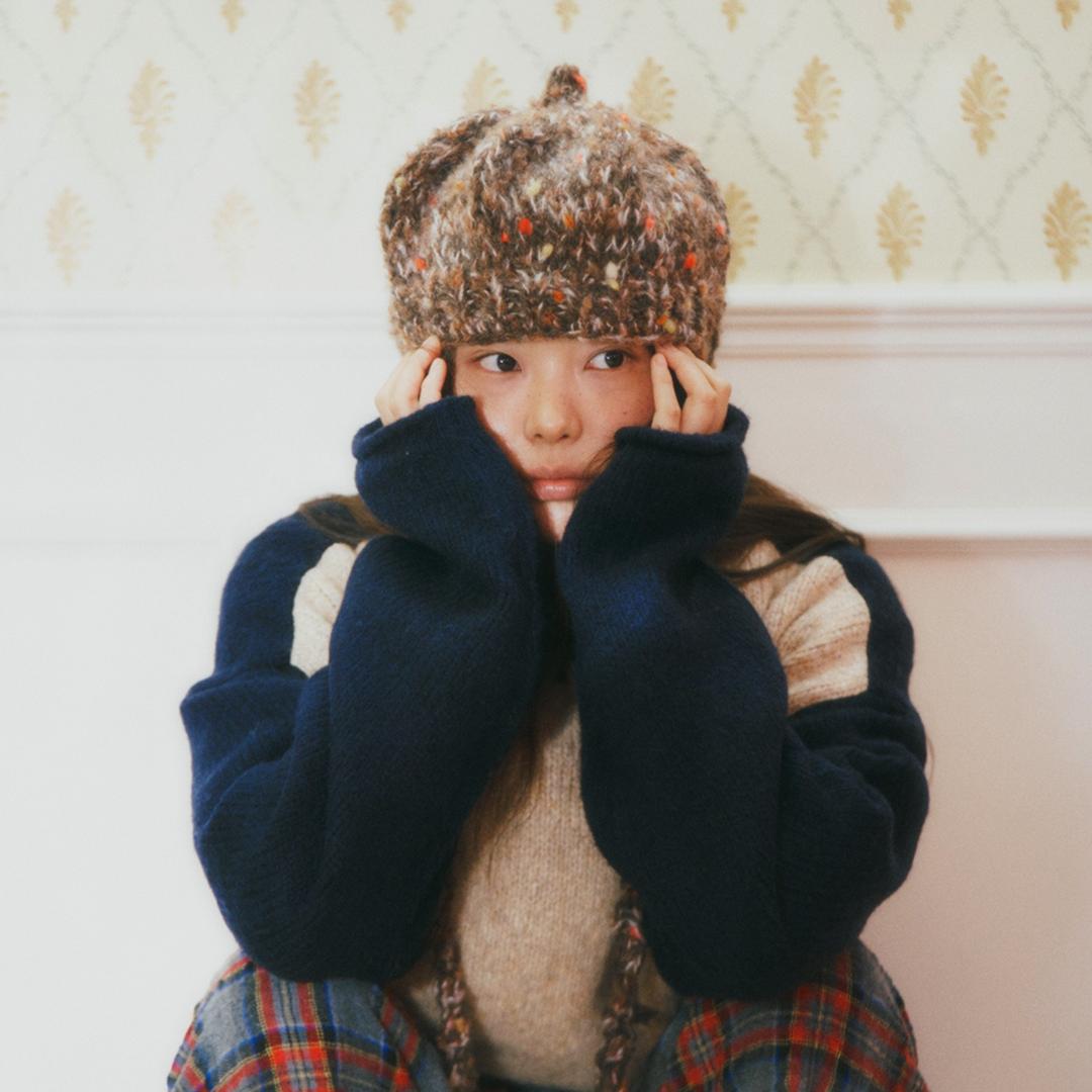 DOTTED LINE BERET BROWN