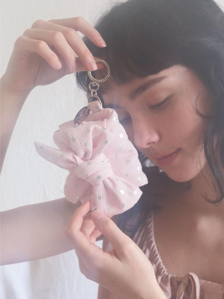 Ribbon wallet_dot pink