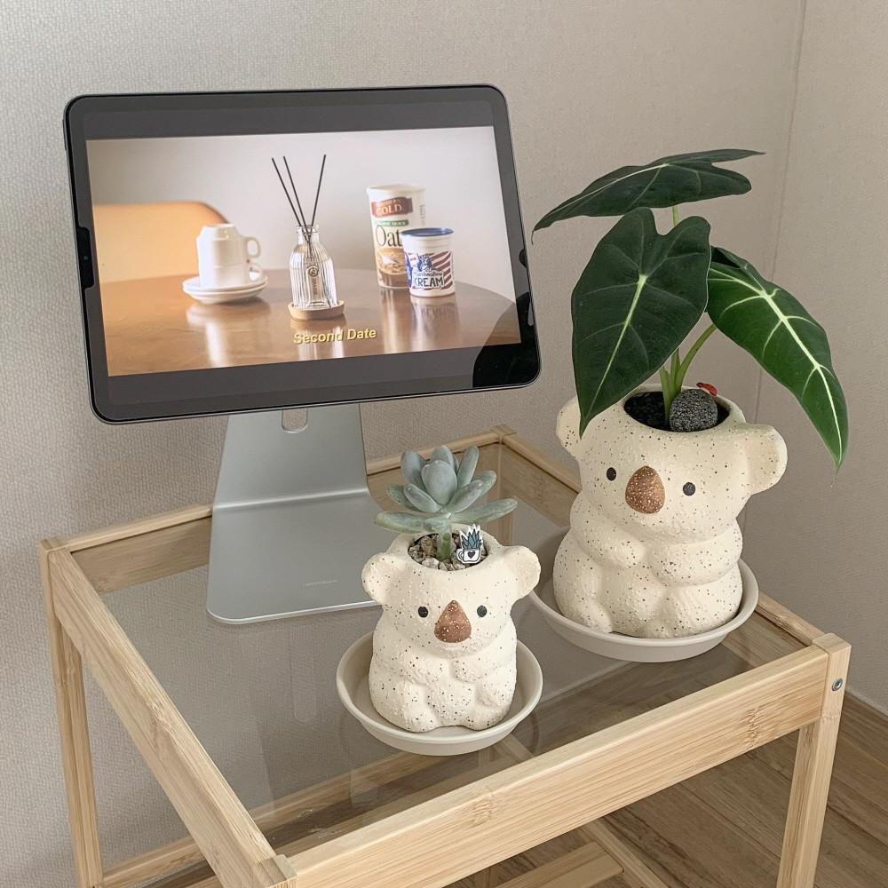 코알라 화분 미니 인테리어 귀여운 캐릭터 토분 다육이화분 베이지(소)