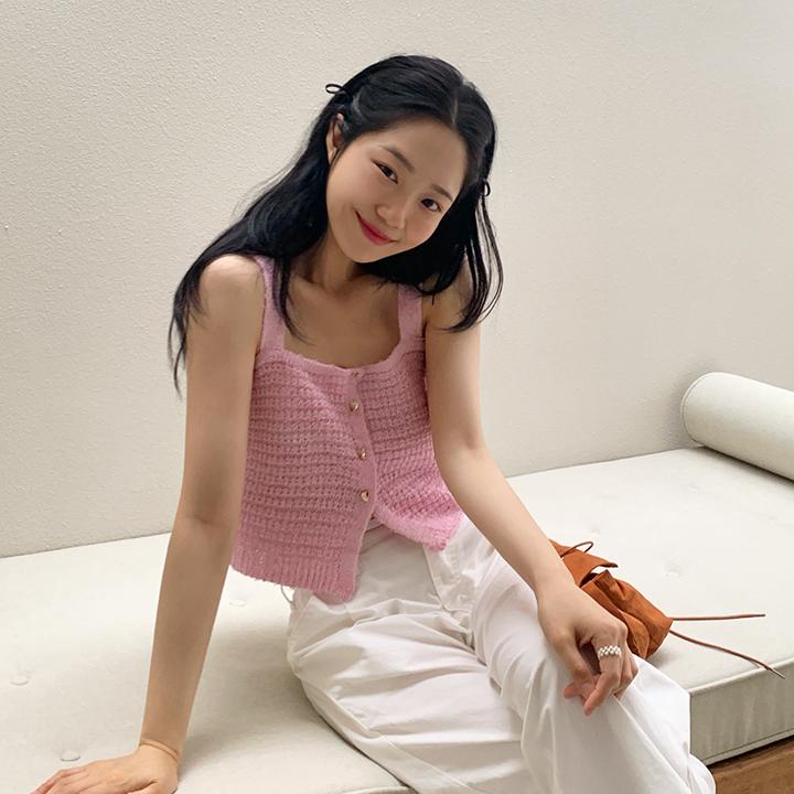 하트버튼 트위드니트뷔스티에