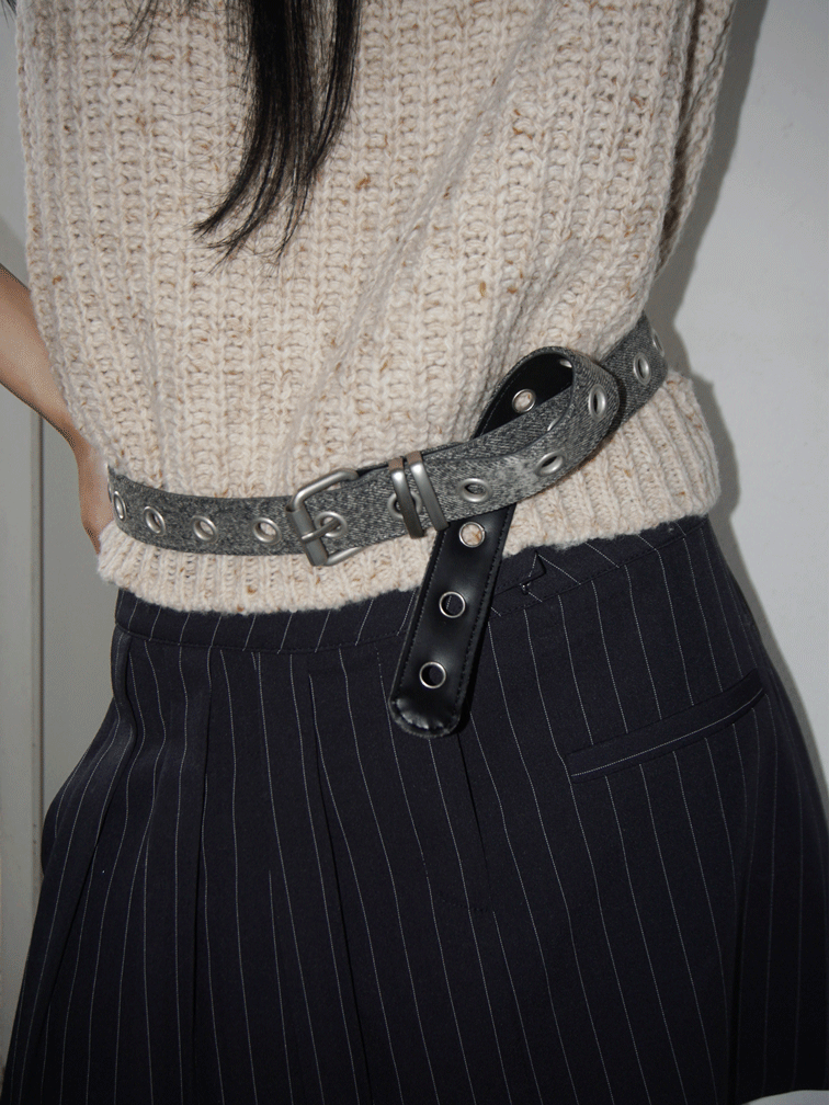 03 denim eyelet belt