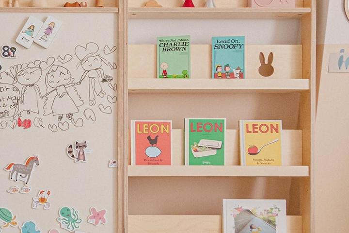 리틀라핀 슬림 전면책장 내츄럴 스탠드형