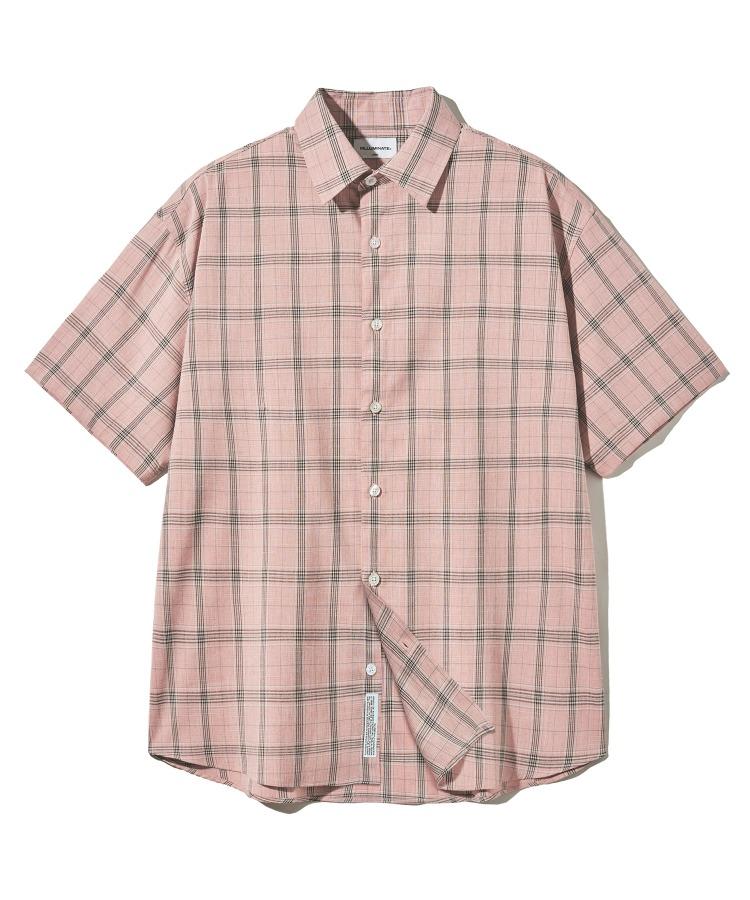 롬버스 타탄 체크 하프 셔츠-핑크