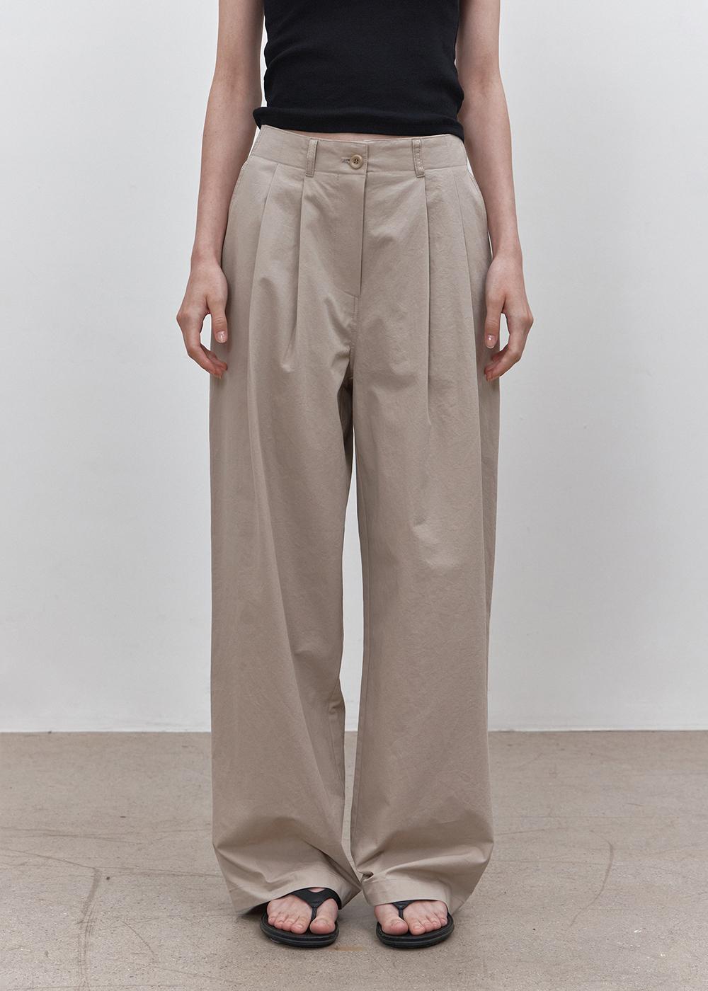 Pocket pintuck slacks (beige)