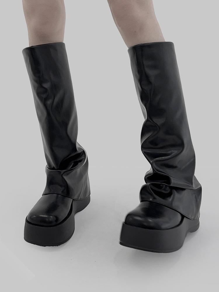 므넴 1129 워머 플랫폼 롱부츠 (6cm)