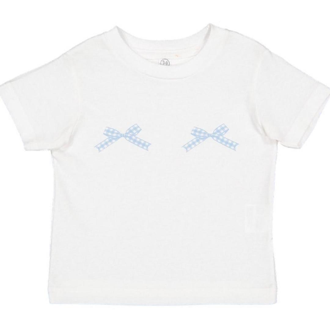 Gingham Ribbon Tee - Small / Blue