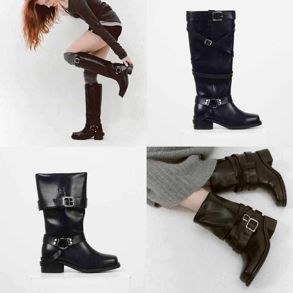 MULTI LEATHER BOOTS (BLACK)