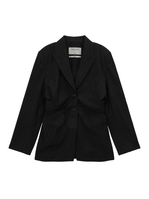 마뗑킴(MATIN KIM)  STRIPE DRAPERY BLAZER IN BLACK - 사이즈 & 후기 | 무신사