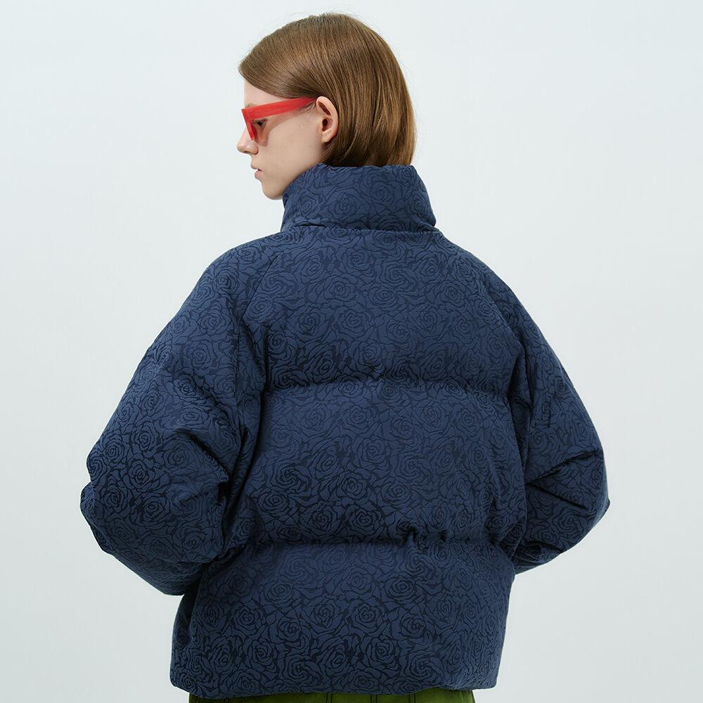 Flower Puffer Down Jacket [Navy]