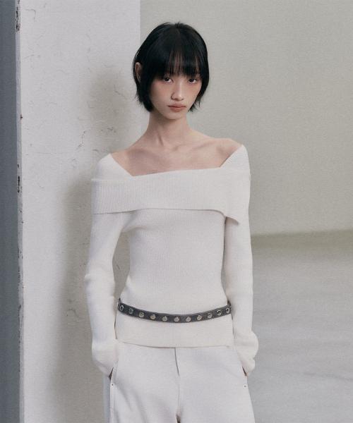 버튼업 언발숄더 풀오버_MIWKAFV13T