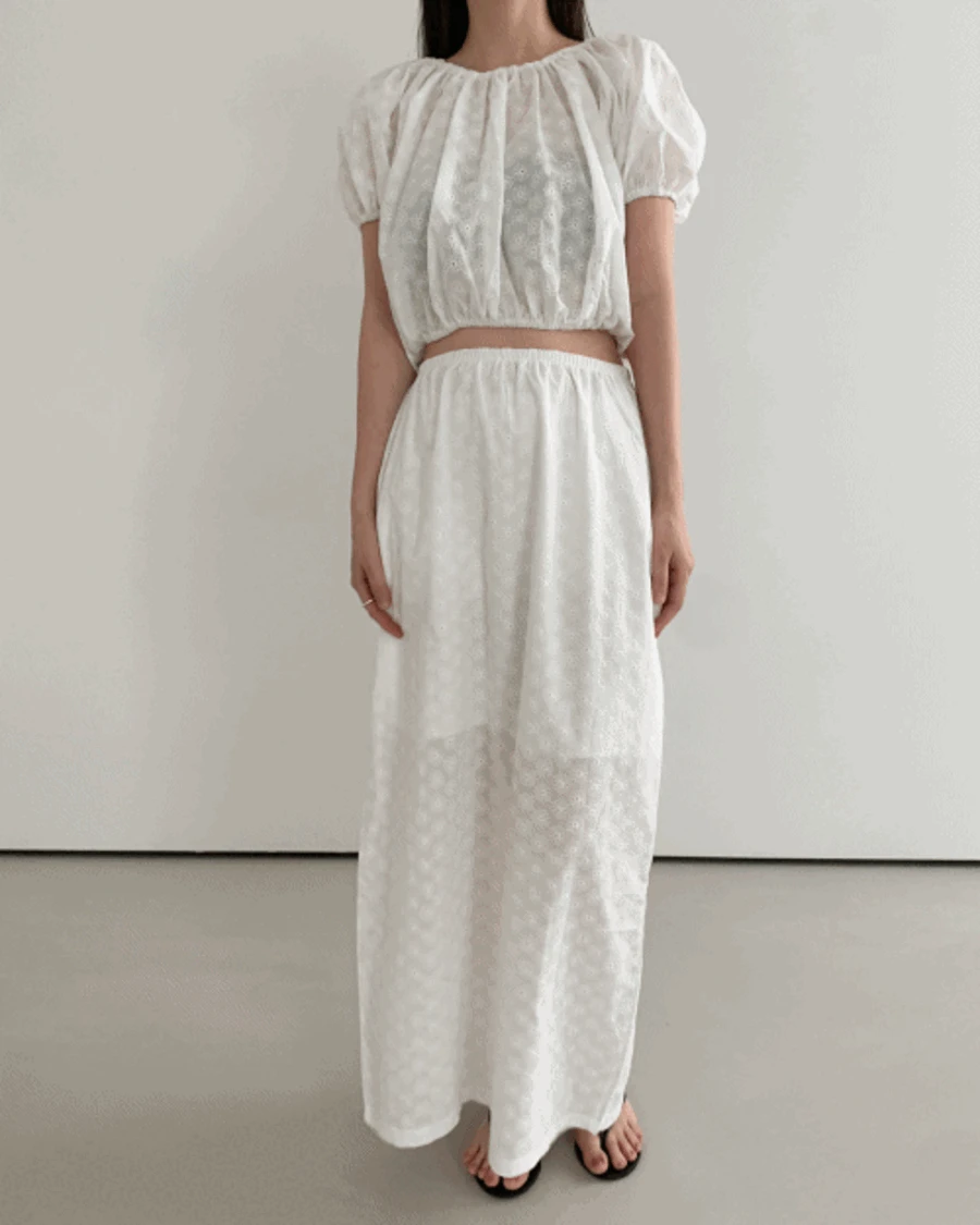 [아이보리 당일출고] 플라워 아일렛 스커트 (3c)