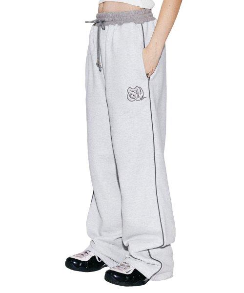 Monogram Satin Applique Sweatpants White Melange