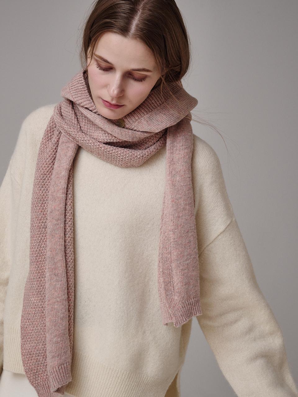 니트 짜임 머플러 핑크