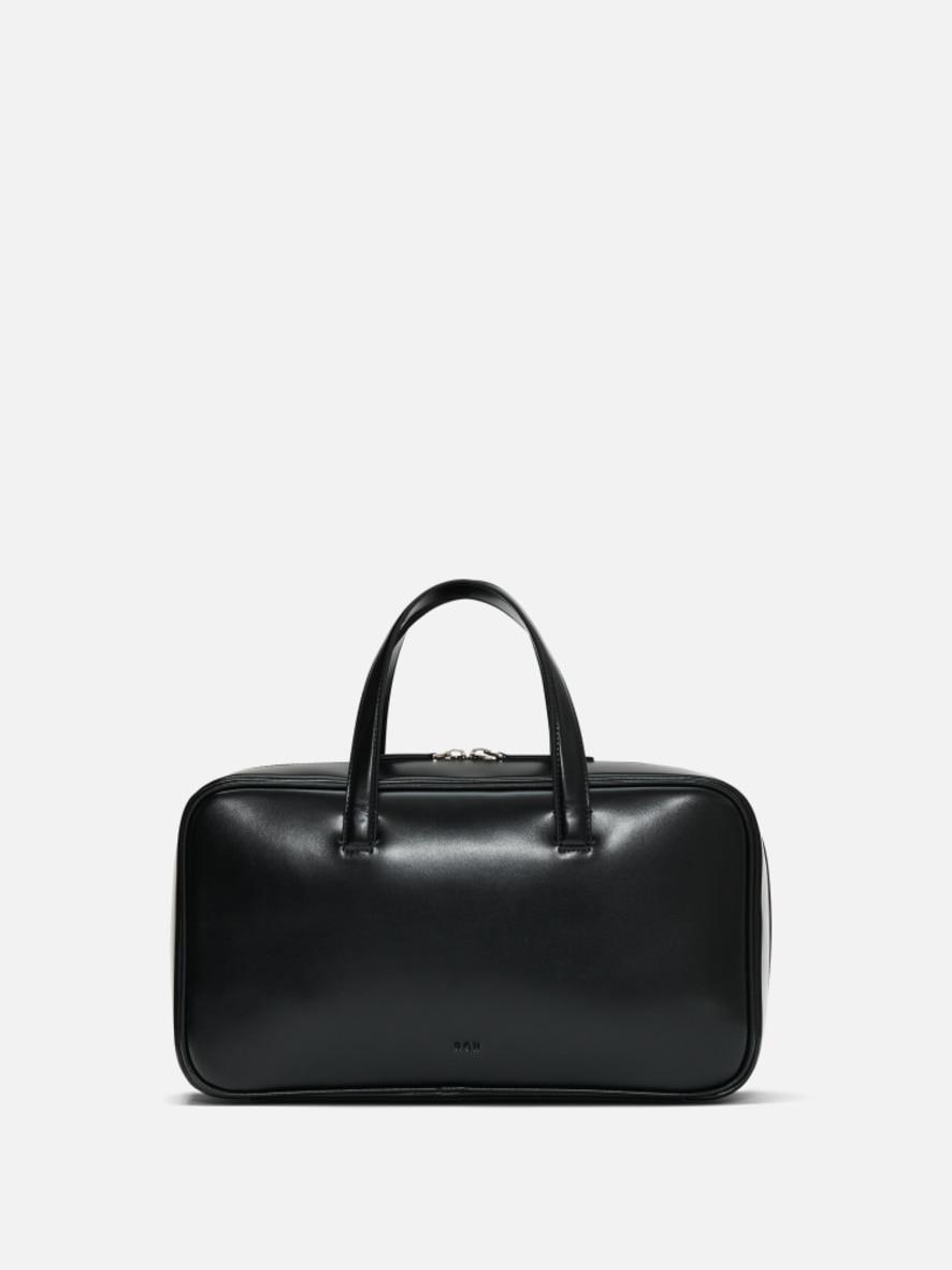 Tin square tote bag Glossy black