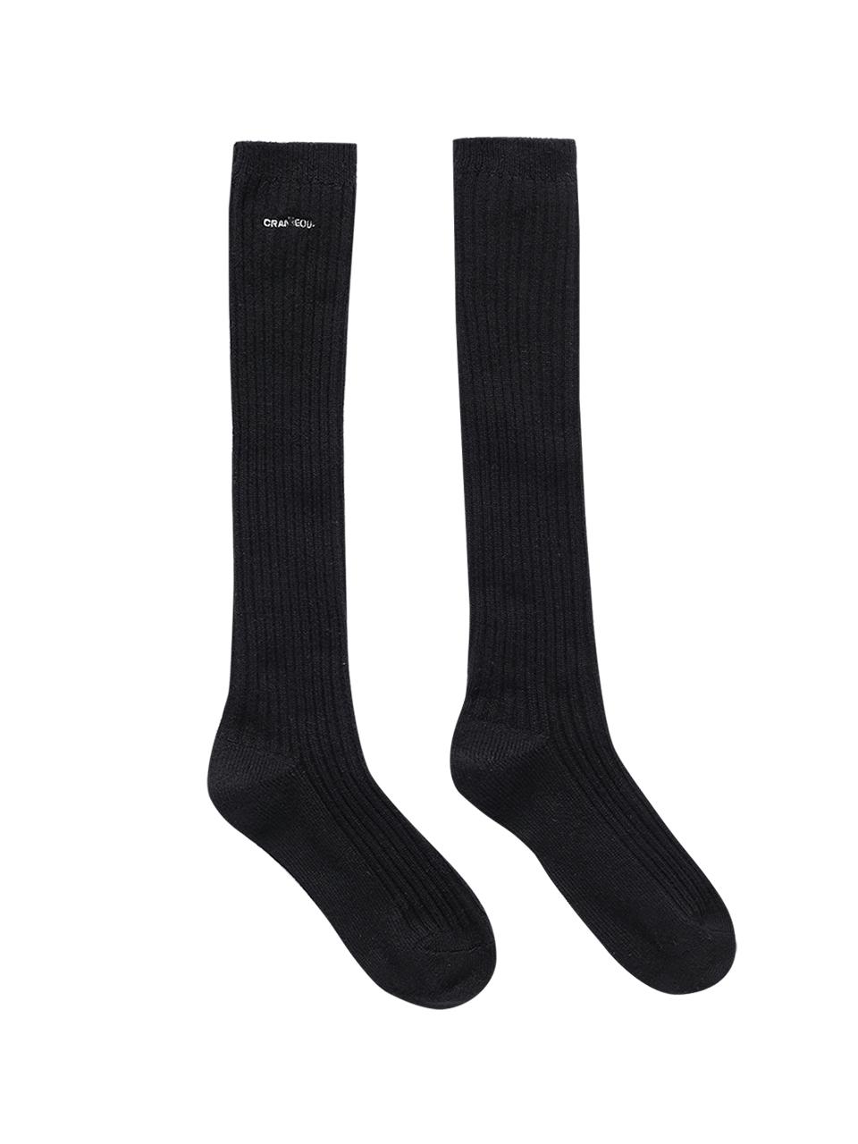 LOGO CASHMERE KNEE SOCKS_BLACK